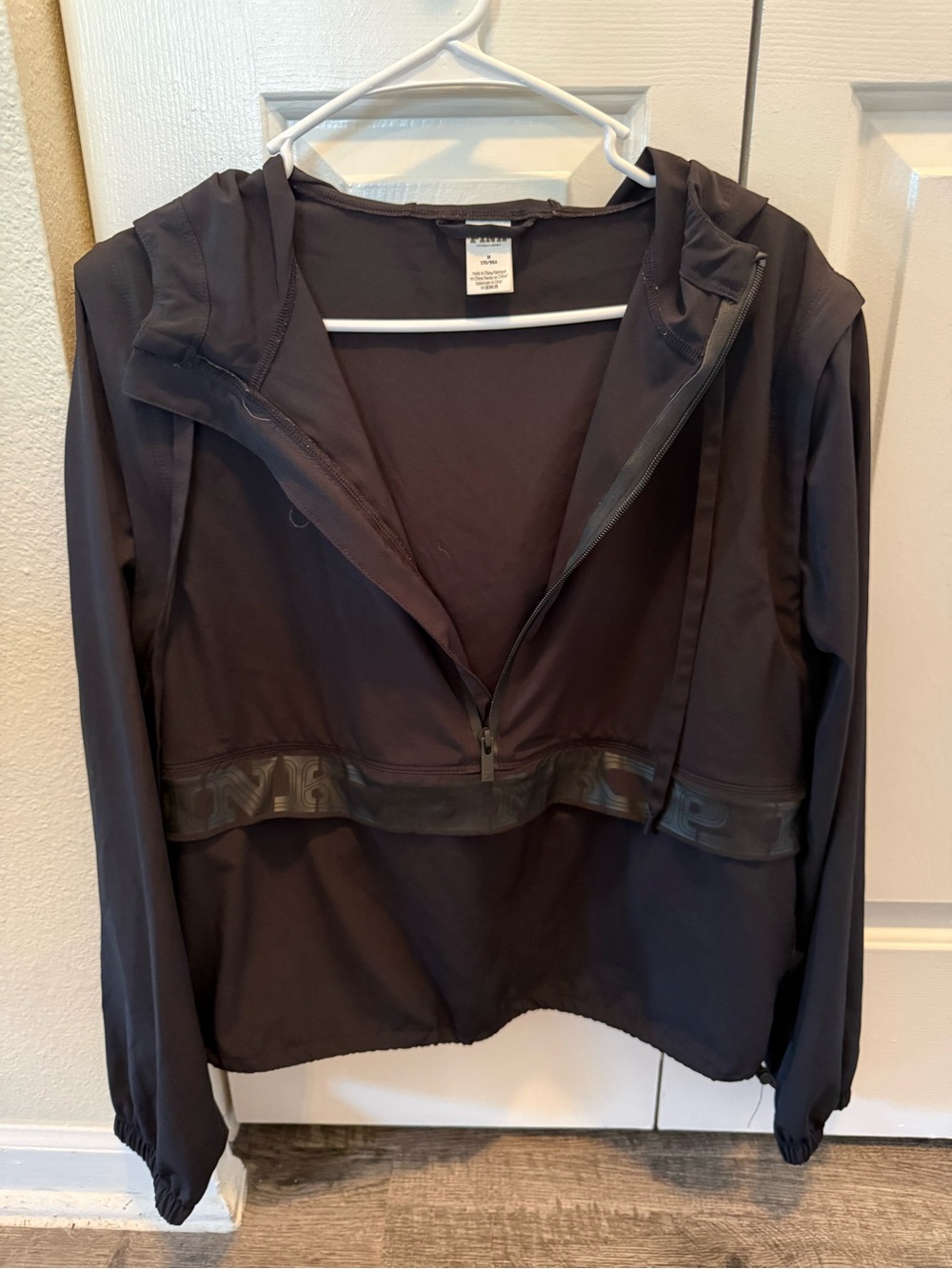 PINK Victoria's Secret Black Hooded Half-Zip Windbreaker